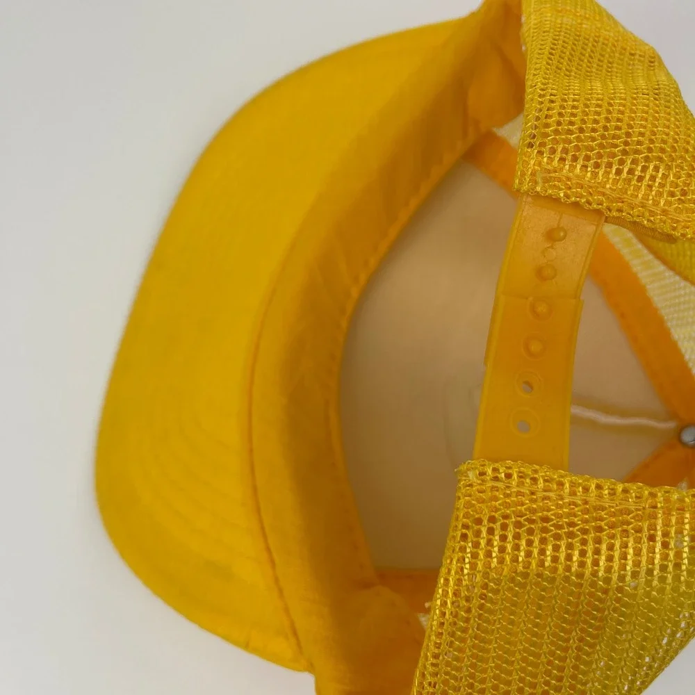 Vintage US Army 373rd Supply & Services BN Trucker Hat Snapback Yellow Crest